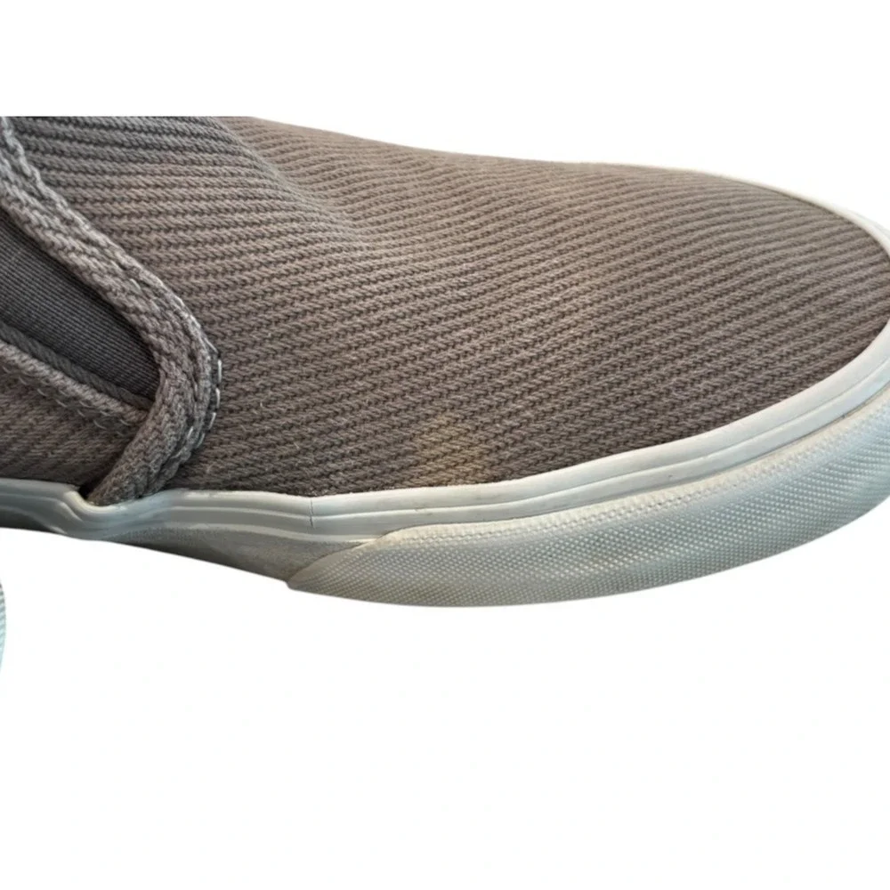 Vans Deluxe Comfort Slip-On Shoes Mens 9.5 Gray Canvas Leather Casual Sneakers